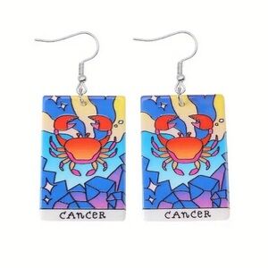 Colorful Cancer Zodiac Earrings